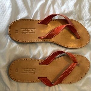 Genuine Leather Orange-Red Handmade in Greece